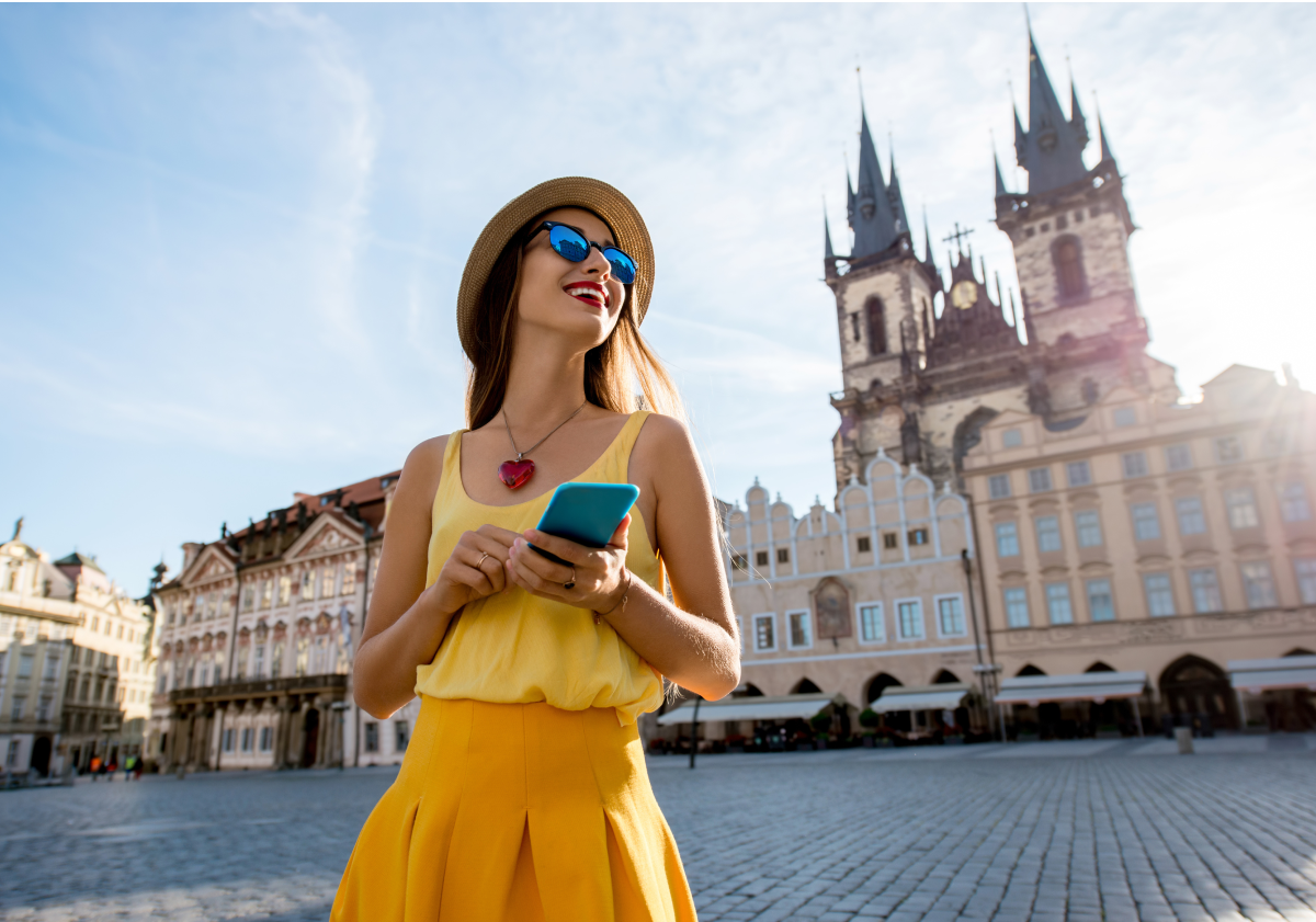 Photo of a woman in a town in Czechia