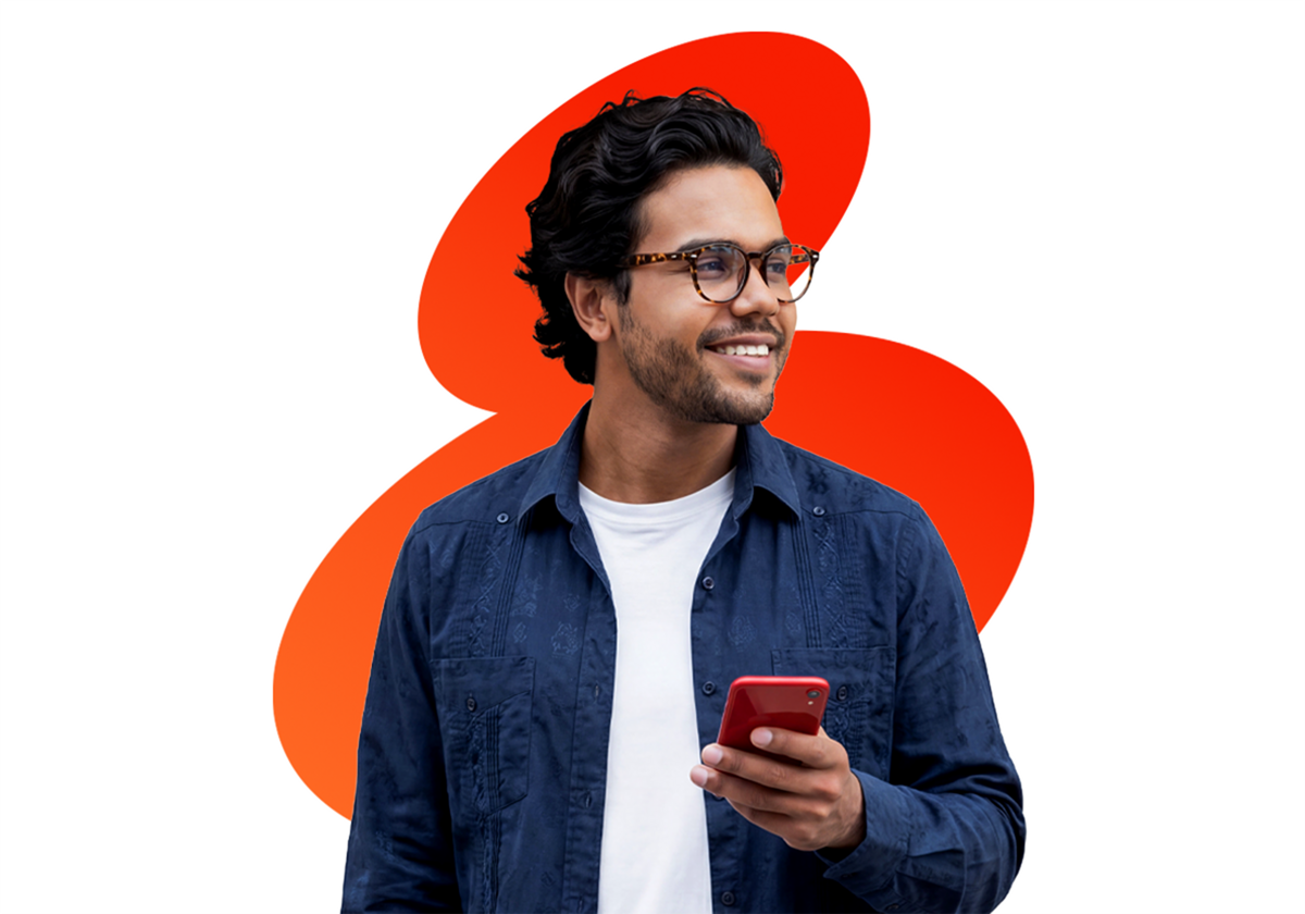 Person using MoneyGram on their phone
