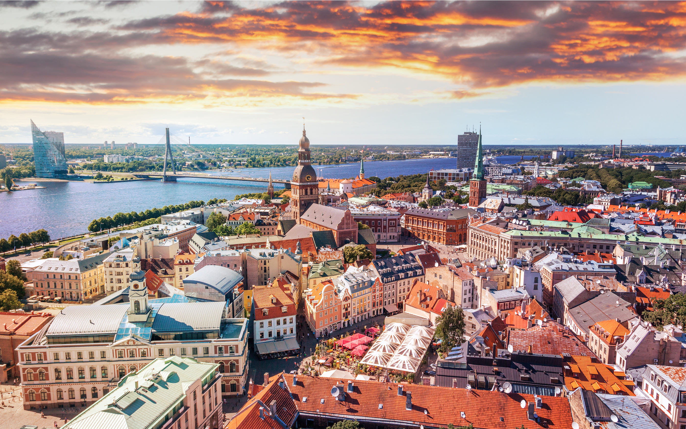 Skyline photo of a city in Latvia