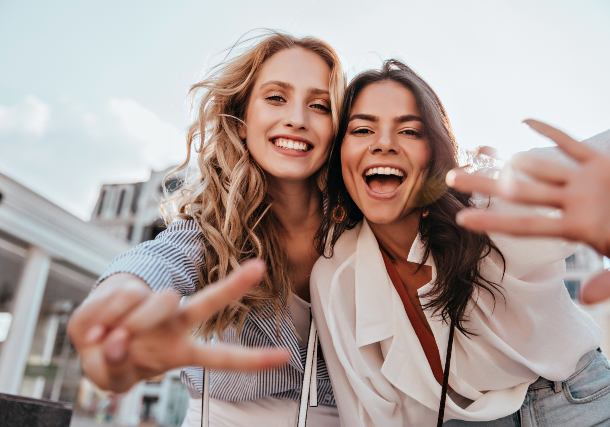 Photo of two friends taking a selfie in Sweden