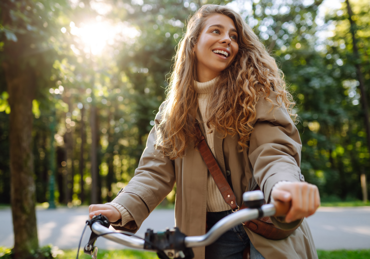 Photo of woman on bicycle in Switzerland