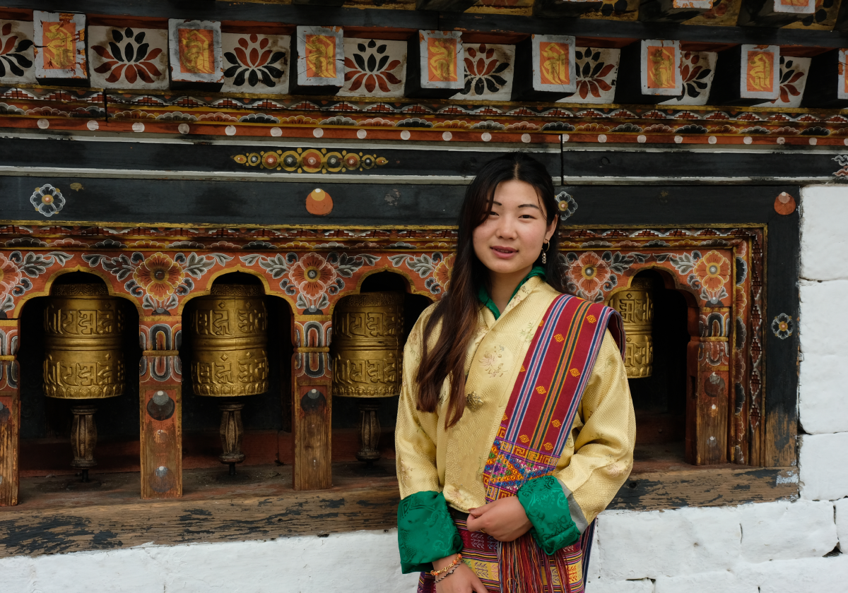 Woman in traditional clothing in Bhutan