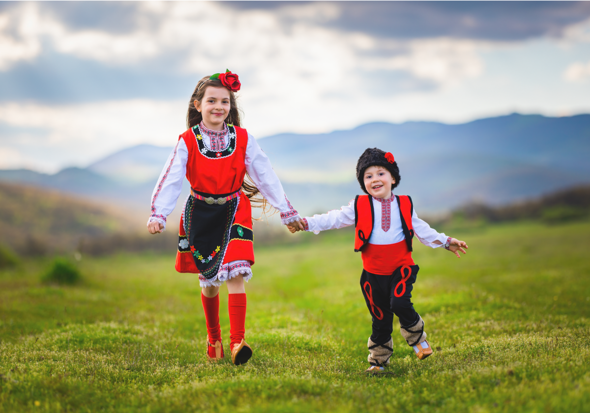Photo of children running in a field in Bulgaria