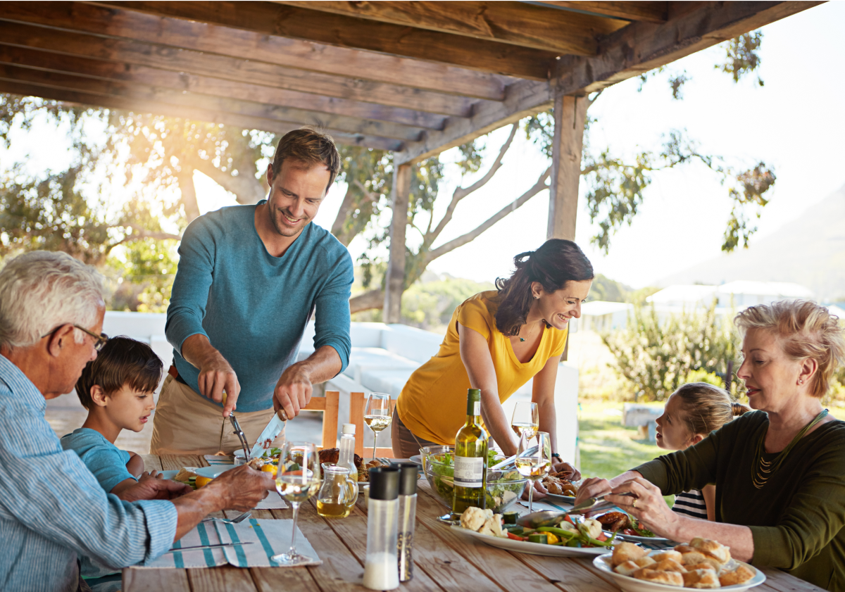 Photo of a family eating a meal in Croatia