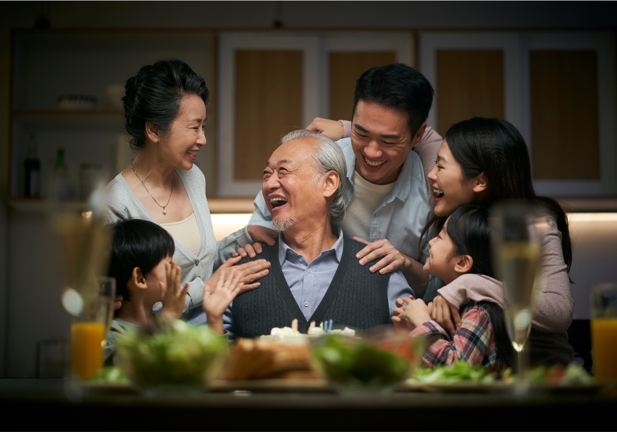Photo of family around a table in China