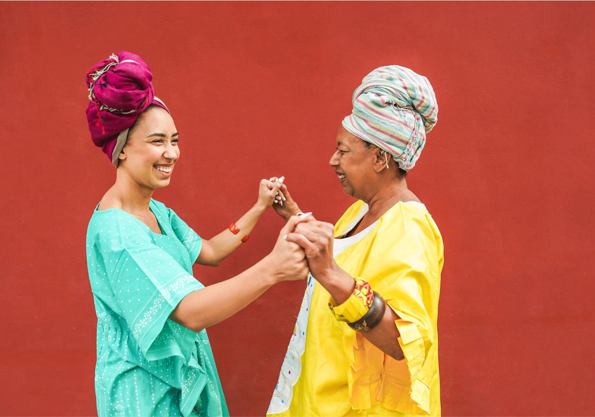 Photo of two women holding hands in South Africa